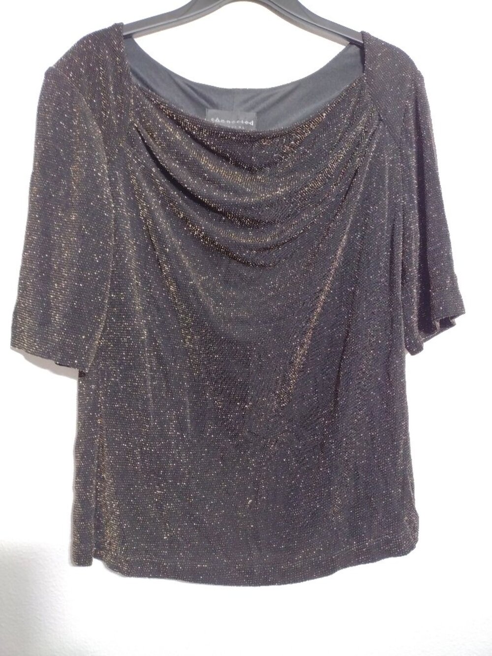 Connected Apparel XL Black Stretch with Gold Sparkle Dress Cruise Club Wedding